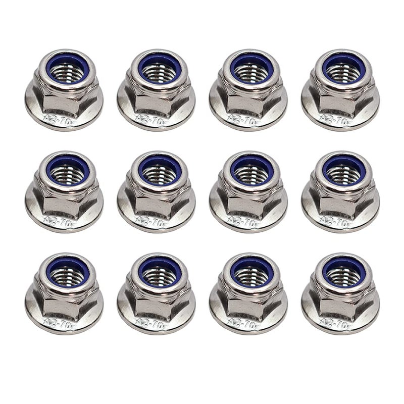 STORMCUBE M10x1.5mm DIN6926 Flange Nylon Lock Nuts 12 Pack 304 Stainless Steel Hex Locknuts Full Thread for Industrial Construction Fasteners - Image 1
